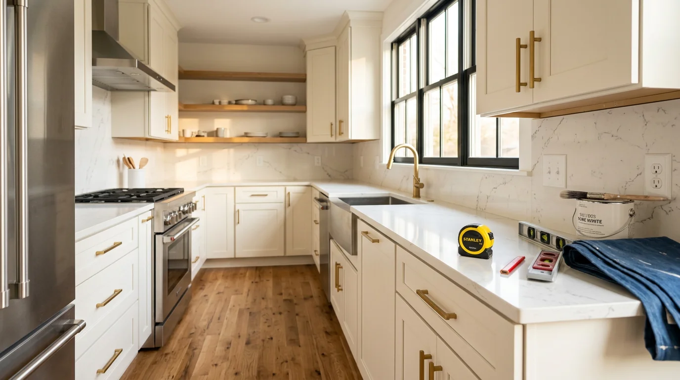 Modern kitchen with custom cabinets and countertops