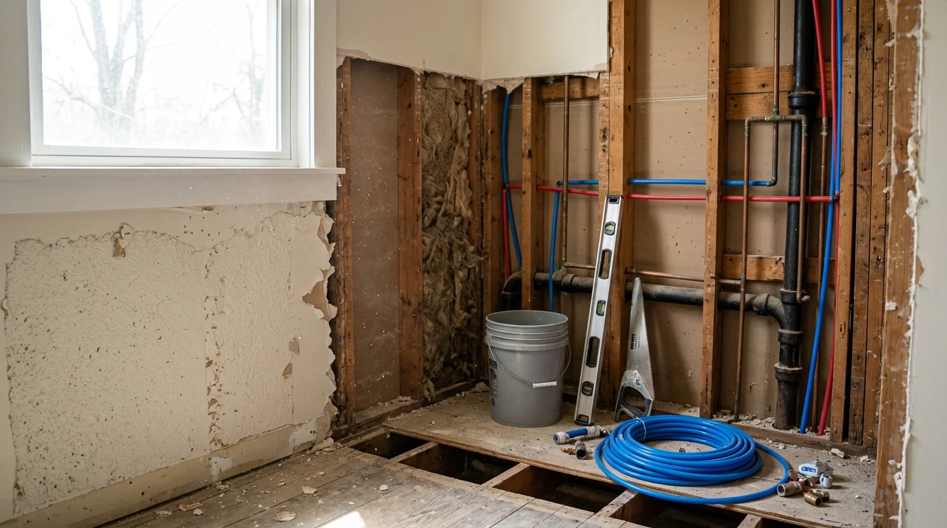 A fully remodeled bathroom interior in a Nashville home, showing updated flooring, fresh wall finishes, and a clean, functional layout. The space reflects a complete transformation typical of older Nashville residential properties.